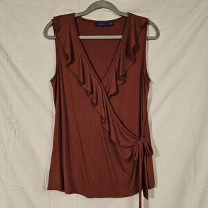 Apt. 9 Women's Terracotta‎ Ruffle Wrap Top Coquette Boho Lg